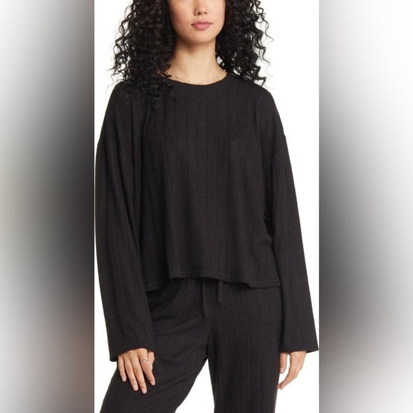 BP Nordstrom cozy rib oversized pajama top black NWT plus size 3X - Picture 1 of 3